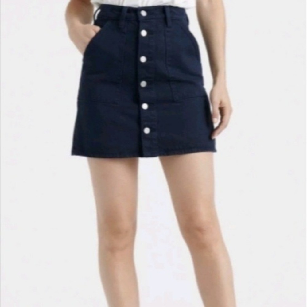 Lucky Brand Navy Blue Button Front Cotton Mini‎ Skirt Size 8/29